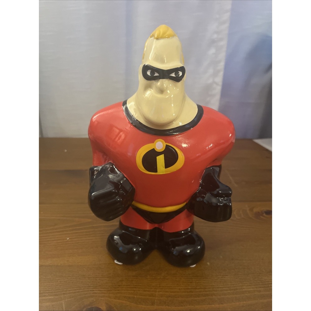 Disney Pixar Mr Incredible Red Piggy Bank Kids Collectible Decor Coin Ceramic